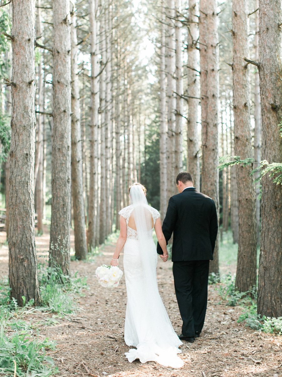 outdoor delafield WI wedding, organic outdoor wedding, pine tree portraits, wisconsin pines, romantic outdoor Milwaukee wedding photographers, delafield wedding photographers, oconomowoc wedding photographers, blush wedding, Carly McCray Photography, Fine Art Wisconsin Wedding Photographer, film wedding photographers Wisconsin