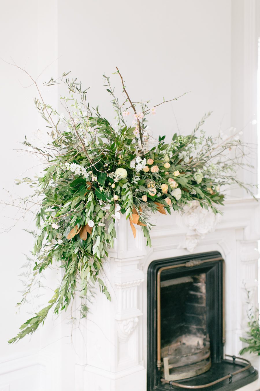 wedding fireplace installation, wedding fireplace decor, wisconsin bride fine art door county wedding photographers_