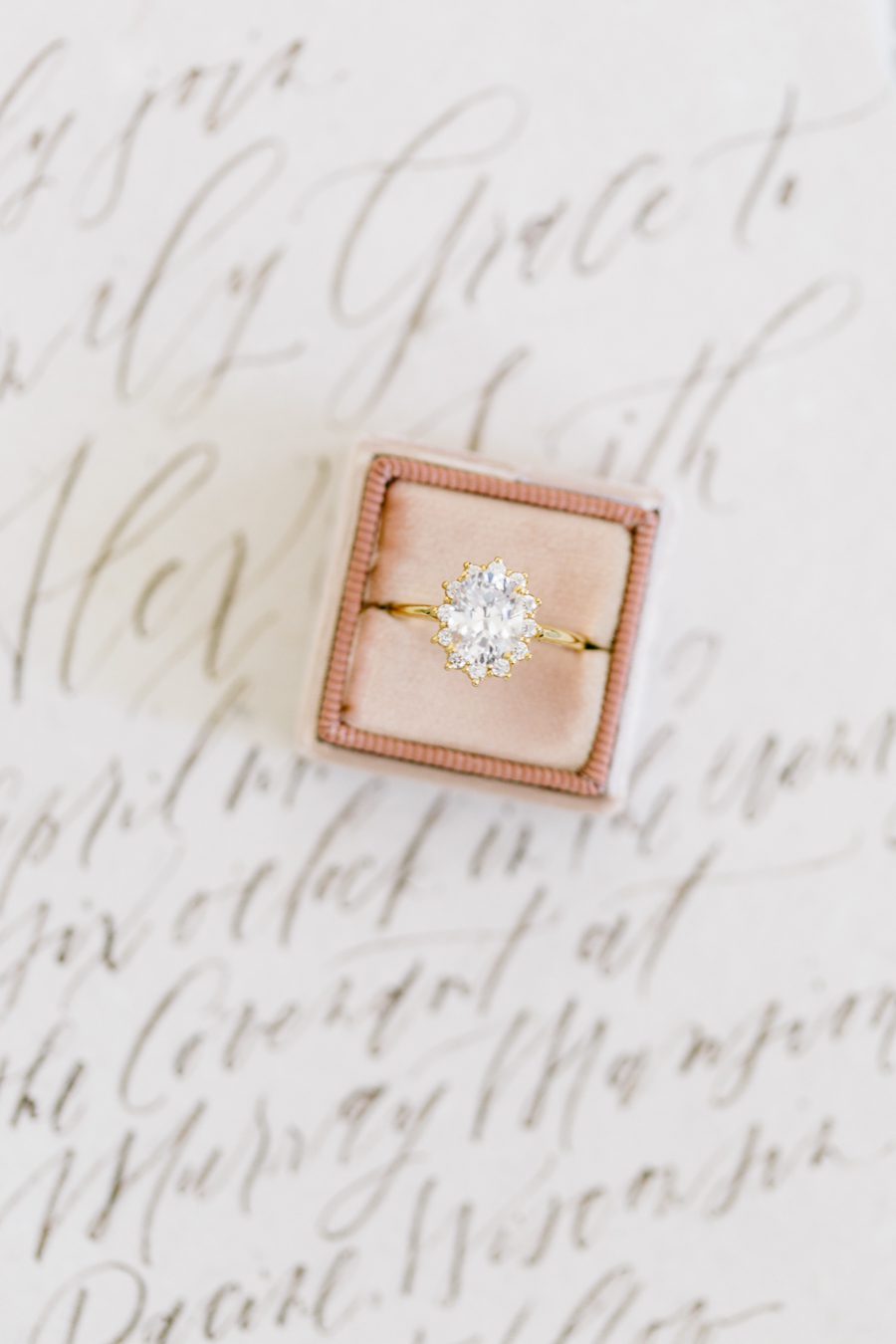 custom engagement ring, lake geneva wedding photographer, lake geneva wedding cake, wedding florals, carly mccray photography, lake geneva luxury wedding photos, alyssa anna ring, custom engagement halo ring