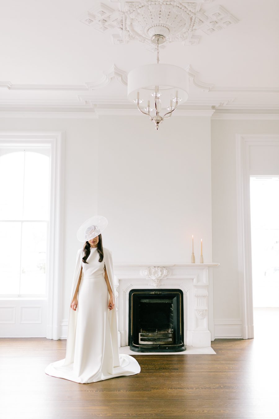 wisconsin bride fine art door county wedding photographers, lake geneva wedding photos, bridal cape and hat, modern bride photography